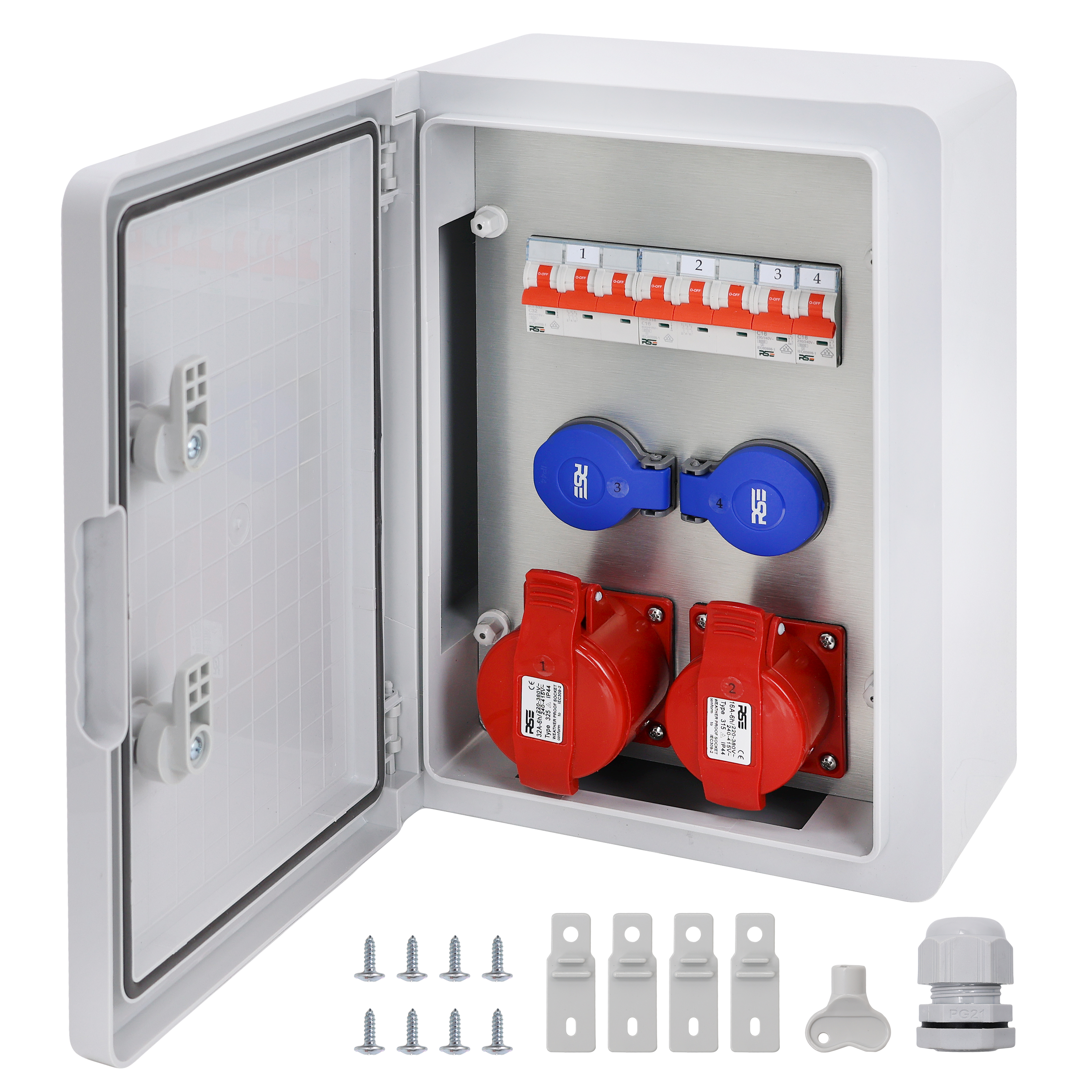 2×CEE32 + 2×230V + LS4, Grau