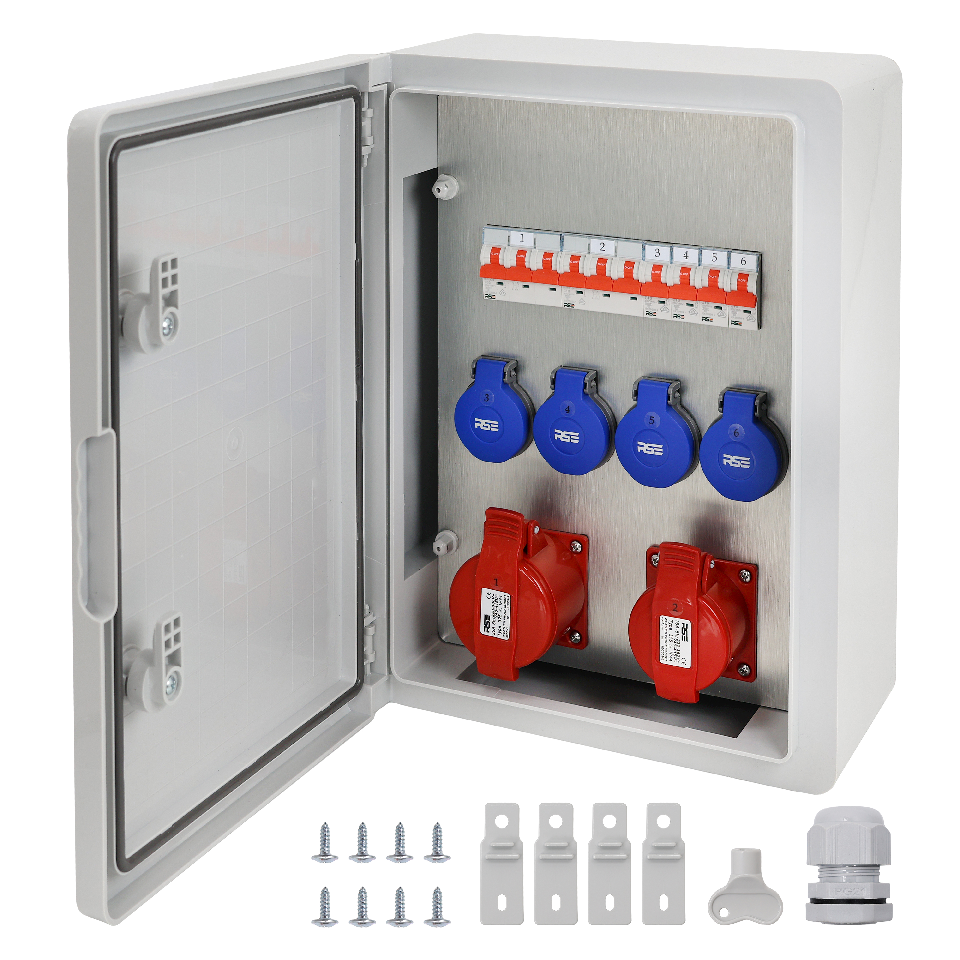 2×CEE32 + 4×230V + LS6, Grau